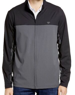 Travis Mathew Dead Giveaway Zip Jacket Size M Black Gray Colorblock Lightweight